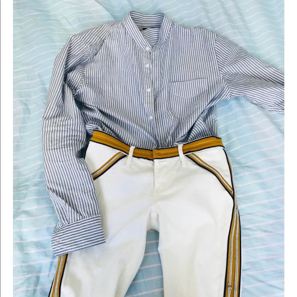 Sass and bide white yellow striped pants jeans